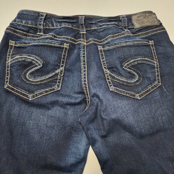 Silver Suki Dark Wash Stretch Denim Mid Rise Straight Leg Jeans - Picture 3 of 9